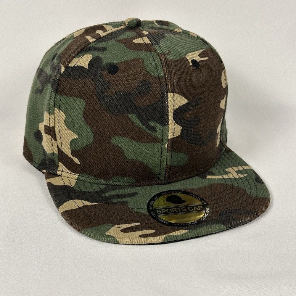Gelante Woodland Camo Snapback Hat Flat Brim Sports Cap OSFA Structured